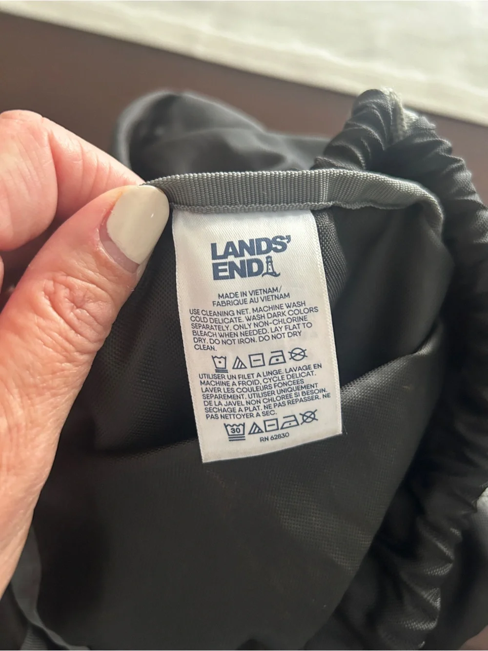 Land’s End Black and Gray Drawstring Gym Sackpack